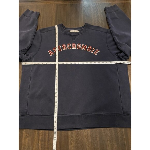 VTG Y2K Abercrombie & Fitch Sweatshirt Navy Blue Logo Crewneck 90s Men’s Large - Picture 5 of 7